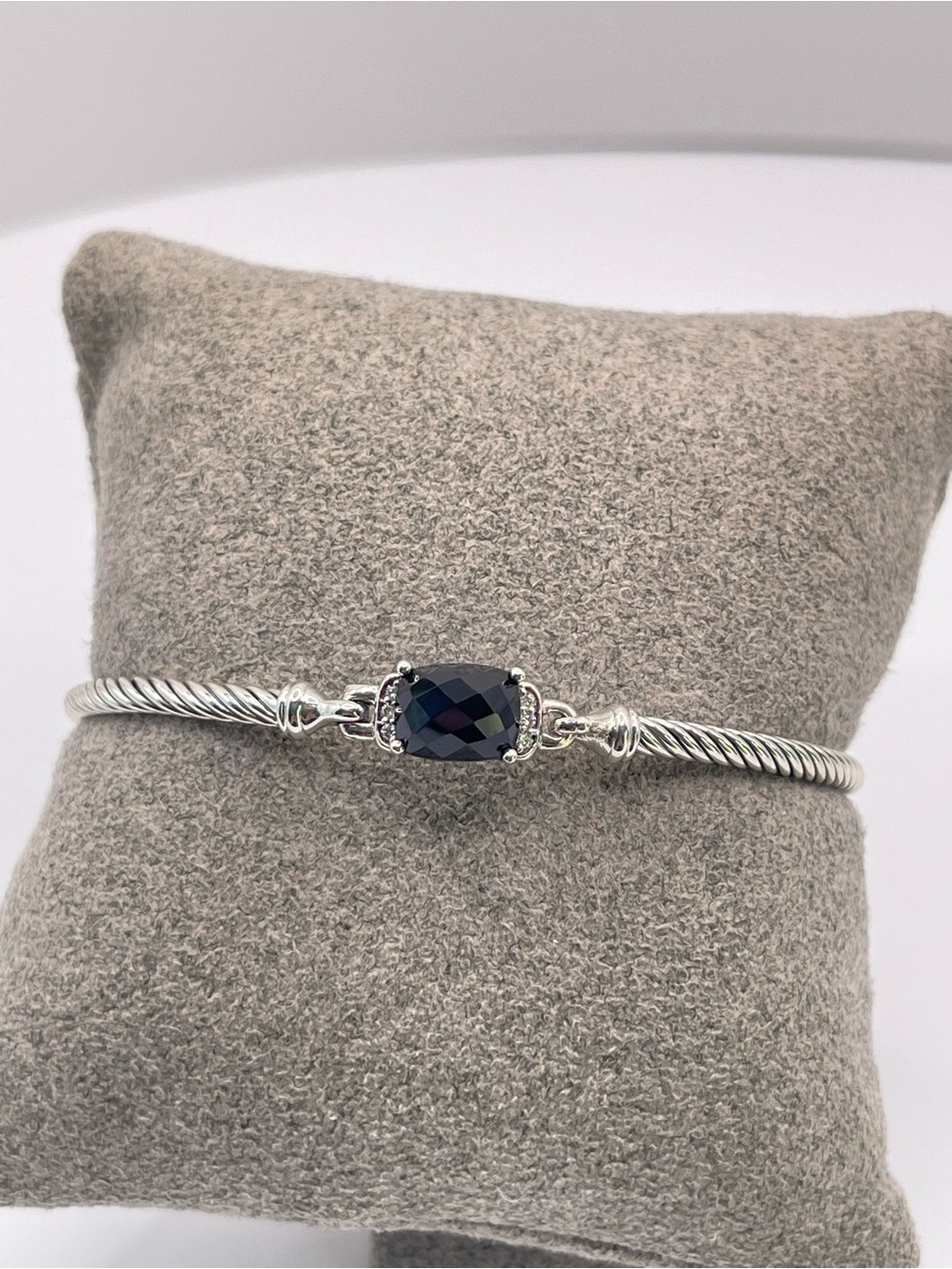 David Yurman Black Onyx Petite Wheaton Bracelet with Diamonds - Picture 2 of 11